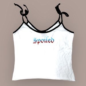 NWOT Day by Daydreamer Spoiled Graphic Cropped Tank White Women’s M